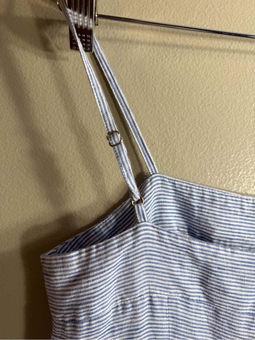 J.Crew Blue White Stripe 100% Linen Wide Leg Jumpsuit Size 0 - Picture 9 of 9